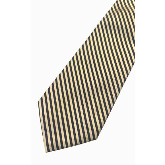 Coach Tie Necktie Mens Italian Silk Gray Cream Beige Diagonal Repp Stripe Preppy - Picture 2 of 11